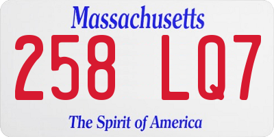 MA license plate 258LQ7