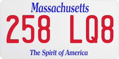 MA license plate 258LQ8
