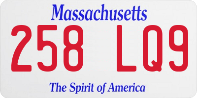 MA license plate 258LQ9