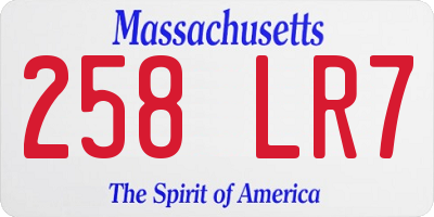 MA license plate 258LR7