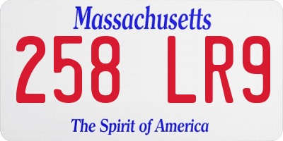 MA license plate 258LR9