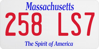 MA license plate 258LS7