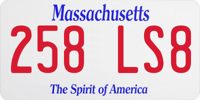 MA license plate 258LS8