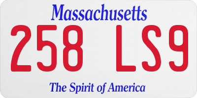 MA license plate 258LS9