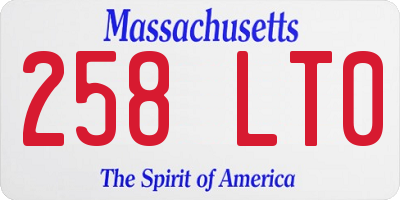 MA license plate 258LT0