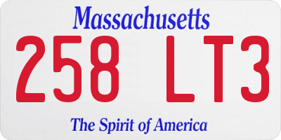 MA license plate 258LT3