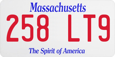MA license plate 258LT9