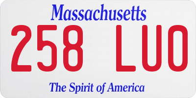 MA license plate 258LU0