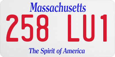 MA license plate 258LU1