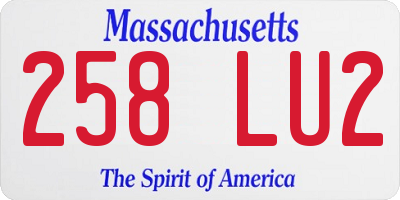 MA license plate 258LU2