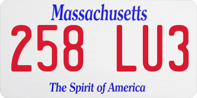 MA license plate 258LU3
