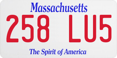MA license plate 258LU5