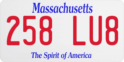 MA license plate 258LU8
