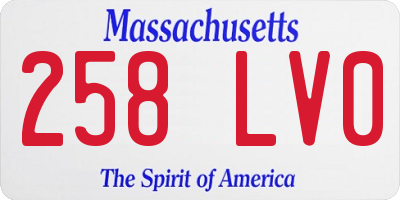 MA license plate 258LV0