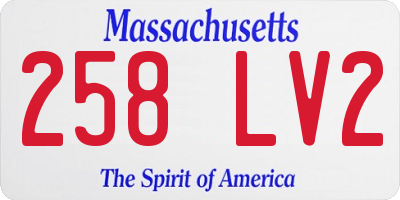 MA license plate 258LV2