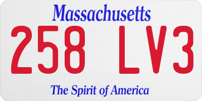 MA license plate 258LV3