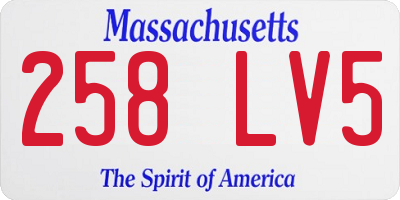 MA license plate 258LV5