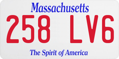 MA license plate 258LV6