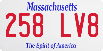 MA license plate 258LV8