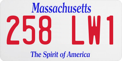 MA license plate 258LW1