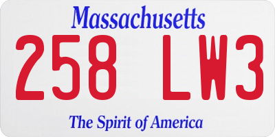 MA license plate 258LW3