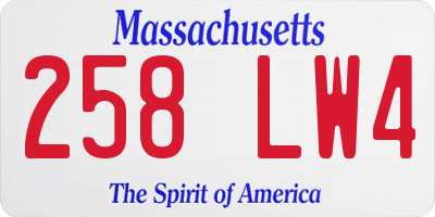 MA license plate 258LW4