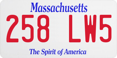 MA license plate 258LW5