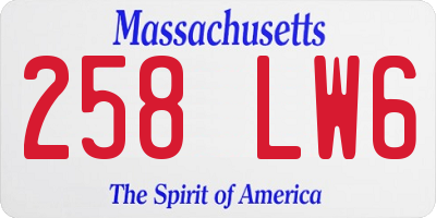 MA license plate 258LW6