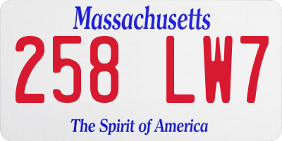 MA license plate 258LW7