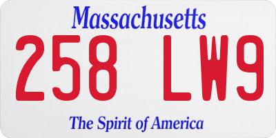 MA license plate 258LW9