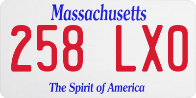 MA license plate 258LX0