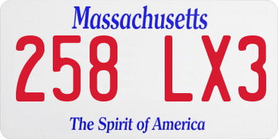 MA license plate 258LX3