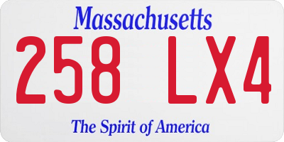 MA license plate 258LX4