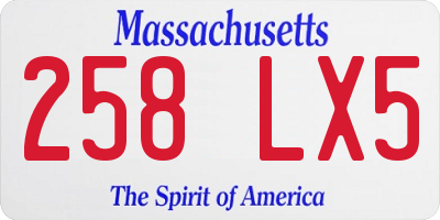 MA license plate 258LX5