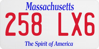 MA license plate 258LX6