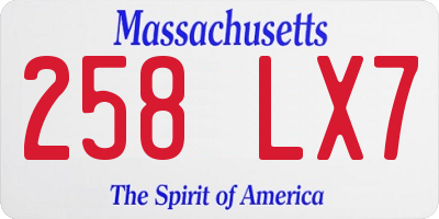 MA license plate 258LX7