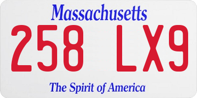MA license plate 258LX9