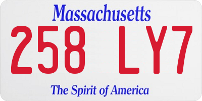 MA license plate 258LY7