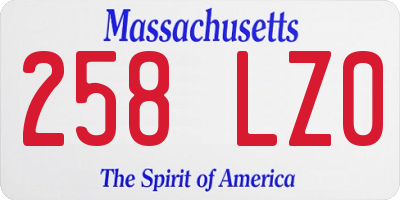MA license plate 258LZ0