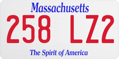 MA license plate 258LZ2