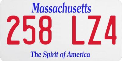 MA license plate 258LZ4