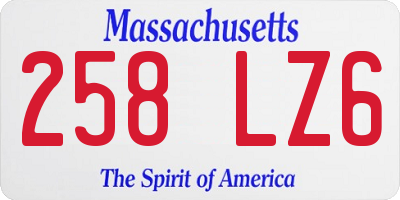 MA license plate 258LZ6