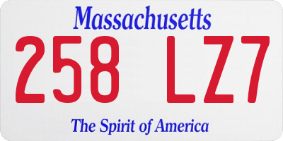 MA license plate 258LZ7