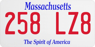MA license plate 258LZ8