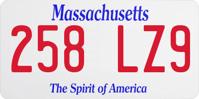 MA license plate 258LZ9