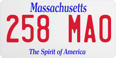 MA license plate 258MA0