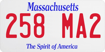 MA license plate 258MA2