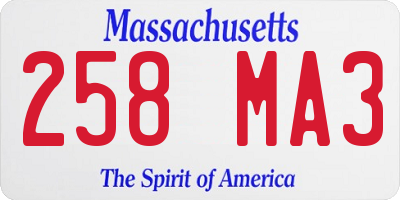 MA license plate 258MA3