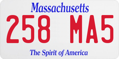 MA license plate 258MA5