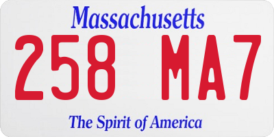 MA license plate 258MA7
